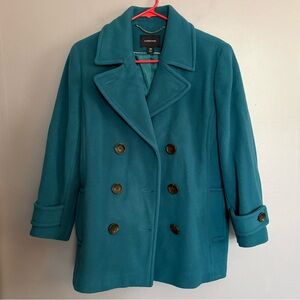 Lands' End Women's Blue Peacoat satín lining Size 10P (pit to pit is 20”)